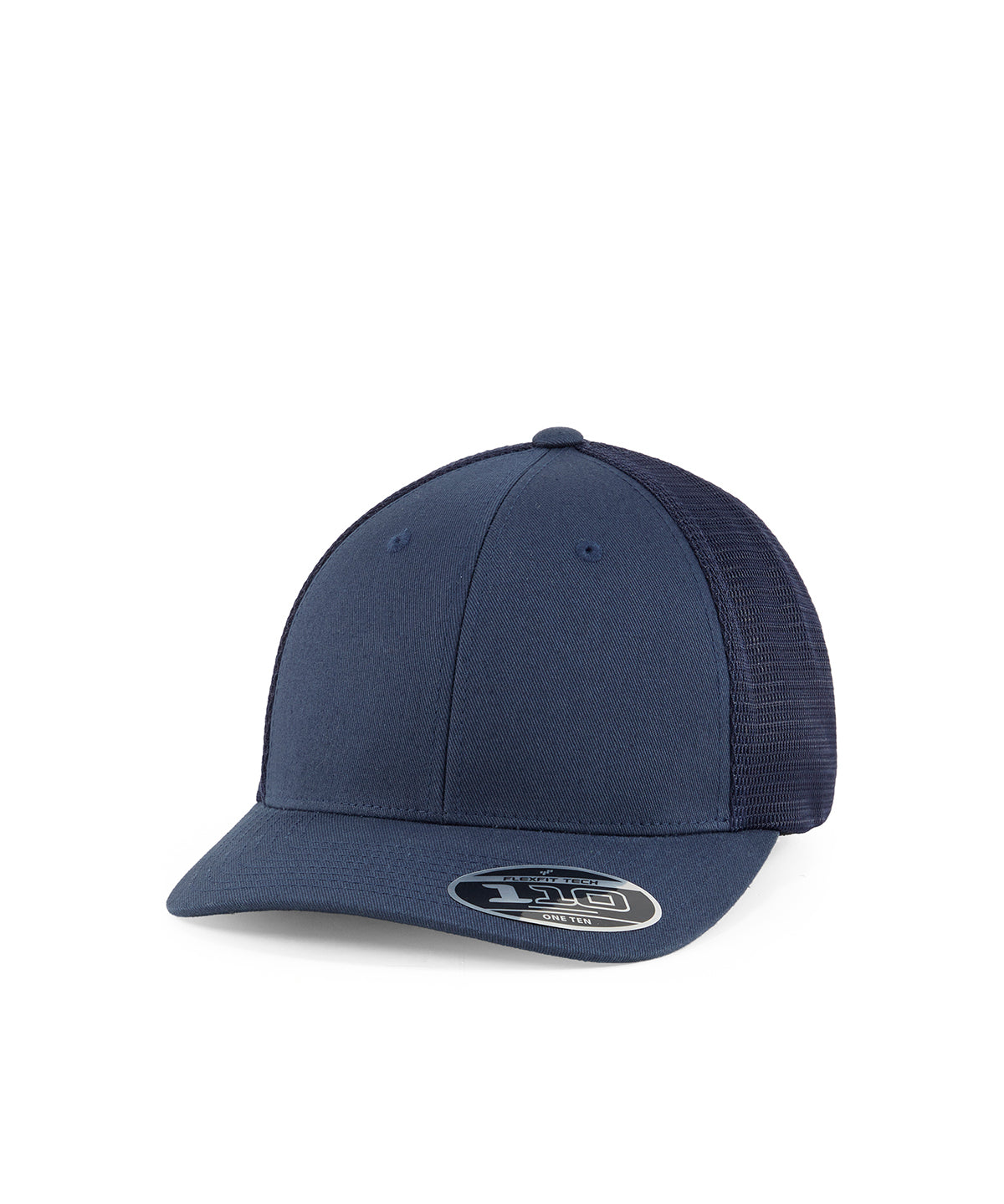 Flexfit by Yupoong 110 Dia double mesh trucker in Navy, front view