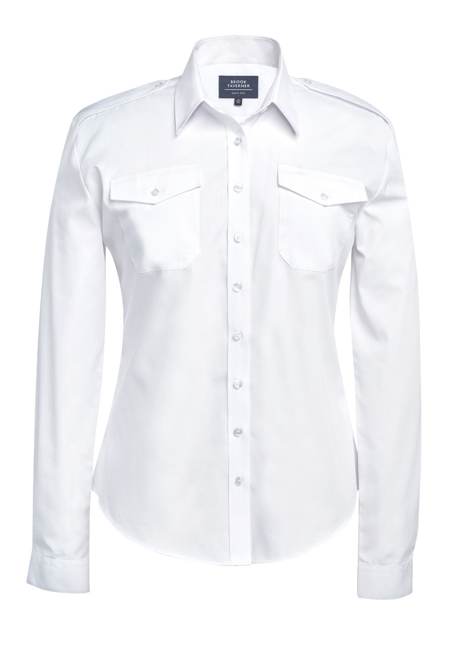 Brook Taverner Athena Pilot Shirt in White, main product image