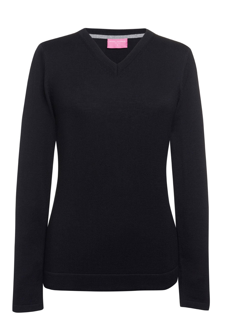 Brook Taverner Atlanta V-neck Jumper in Black, image 4