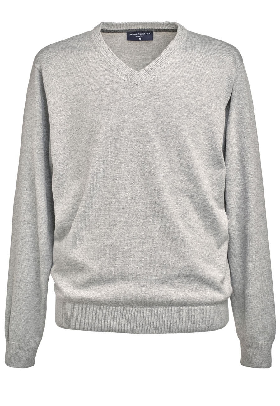 Brook Taverner Boston V-neck Jumper in Silver, image 4