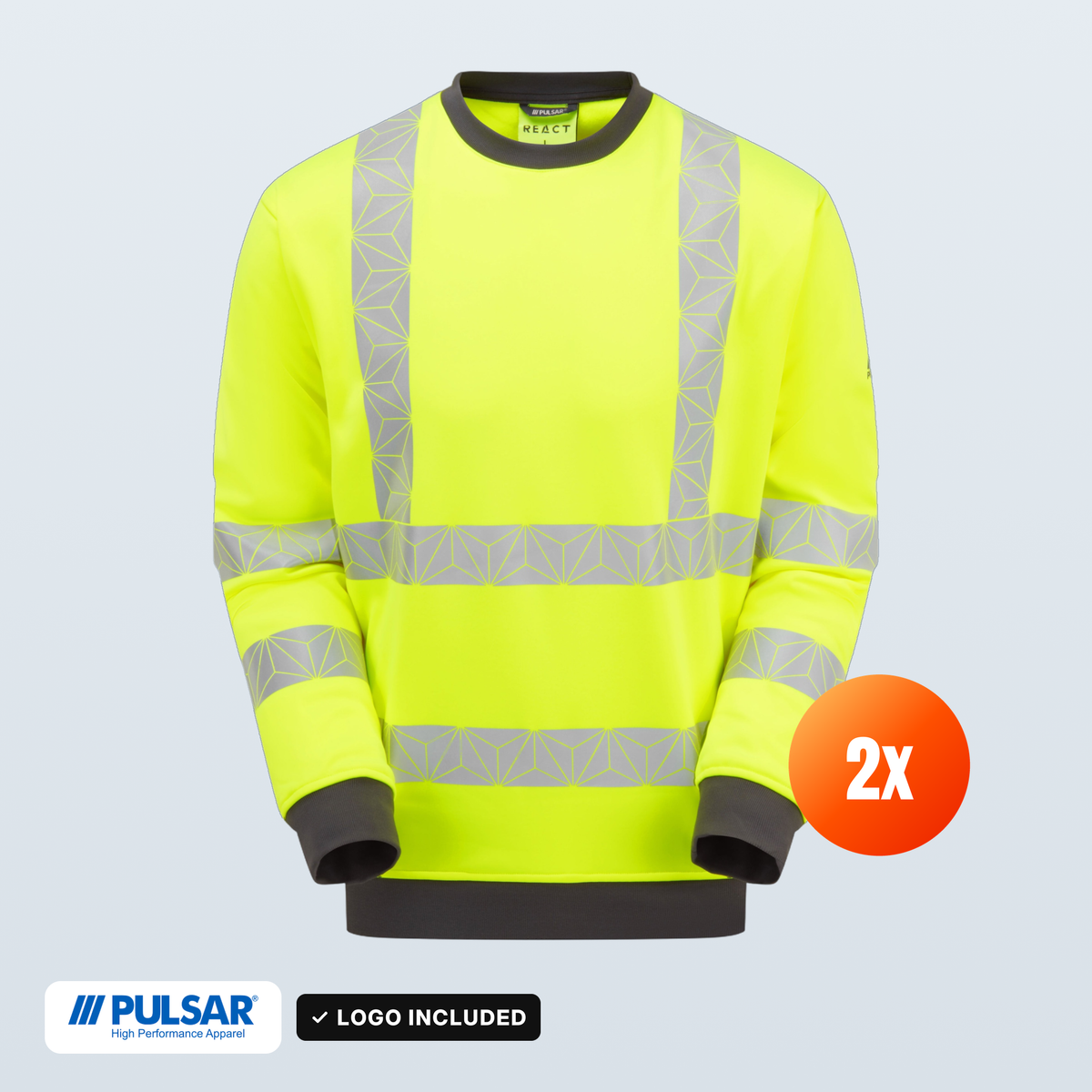The Workwear Co Pulsar x2 Yellow Hi-Vis Sweatshirt Pack – logo included in the price