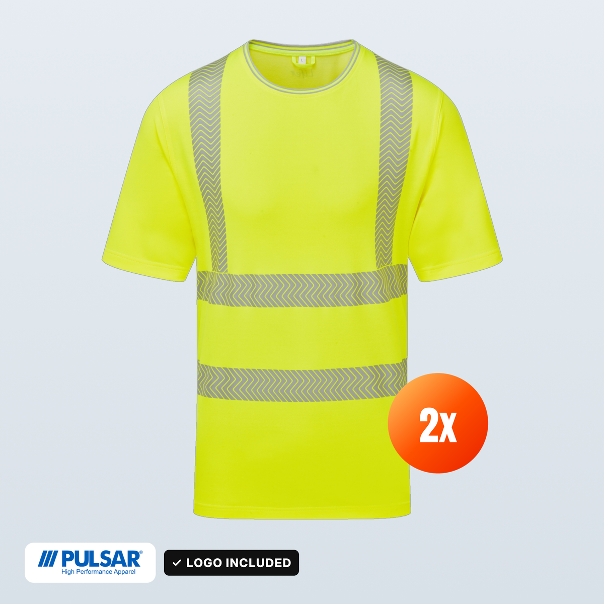 The Workwear Co Pulsar x2 Yellow Hi-Vis Tee Pack – logo included in the price