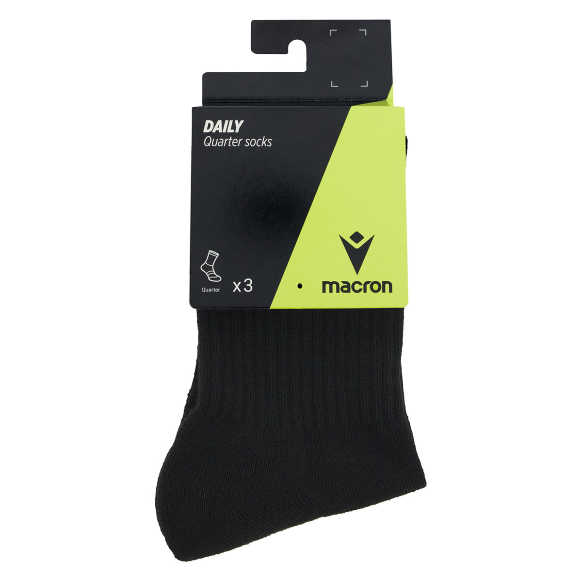 Macron Daily Quarter Socks 5 Packs of 3 Pairs - Black