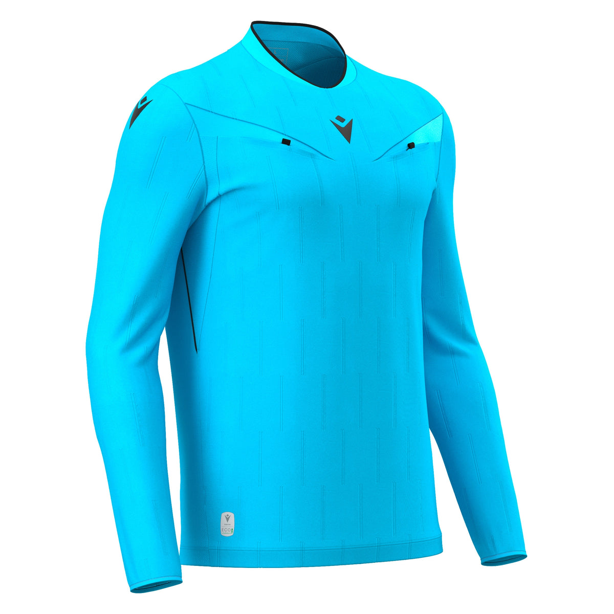 Macron Mendez Eco Referee Long Sleeve Shirt - Neon Sky/Black