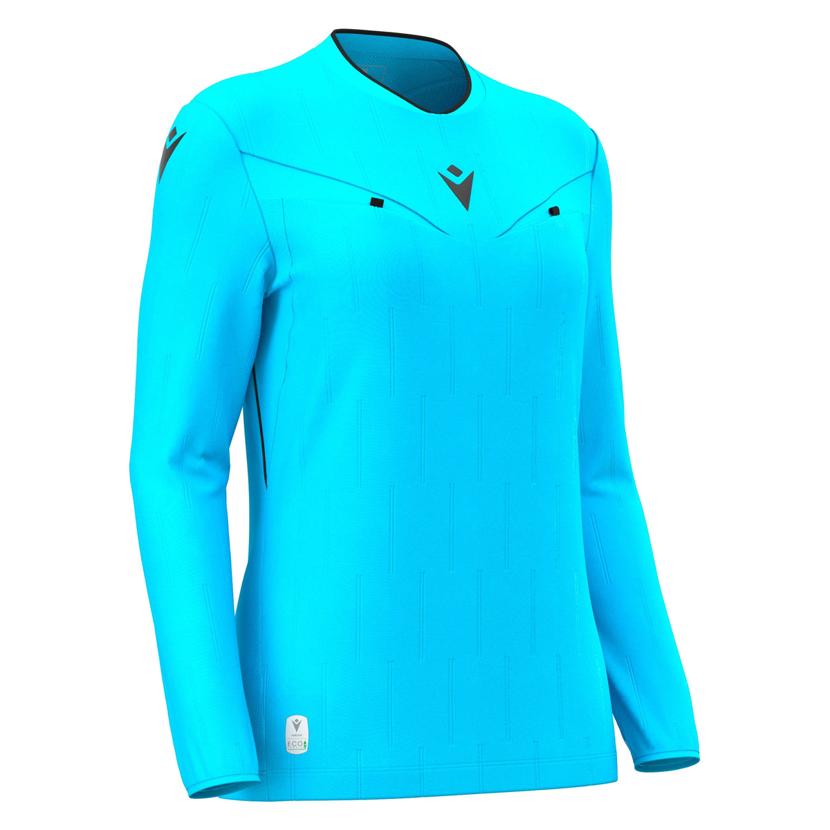 Macron Tess Eco Referee Long Sleeve Shirt - Neon Sky/Black