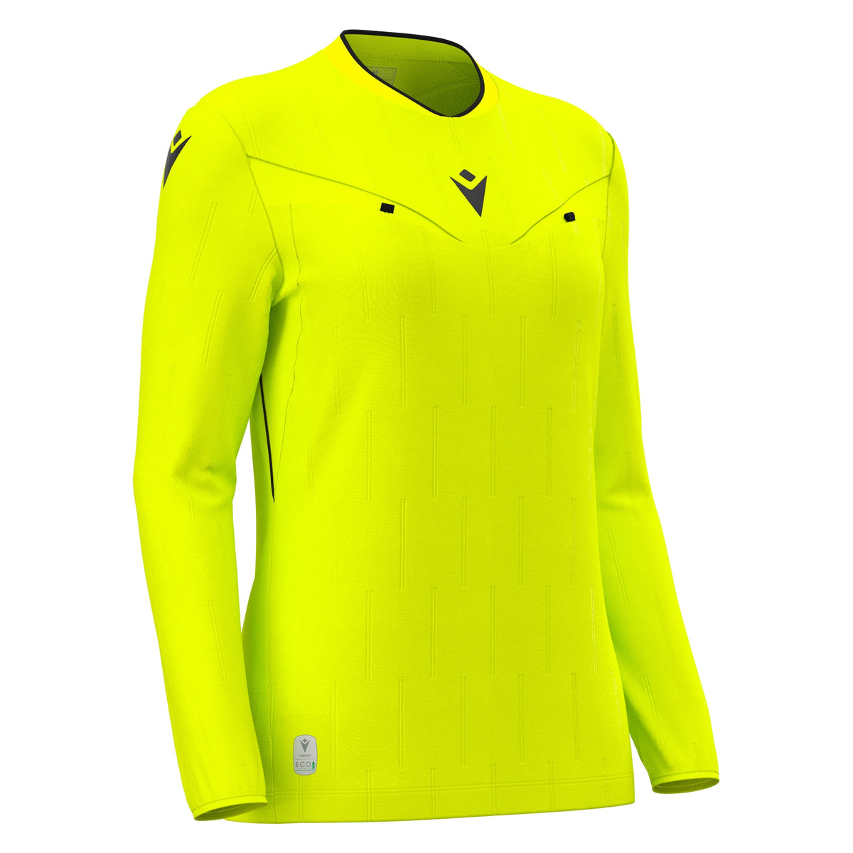 Macron Tess Eco Referee Long Sleeve Shirt - Neon Yellow/Black