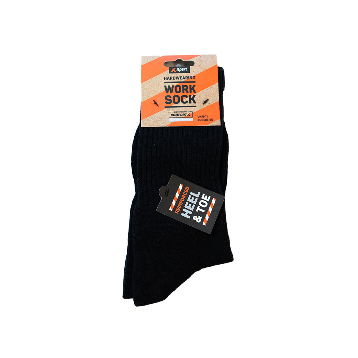 Xpert Core Comfort Work Sock One Pair Black, front view