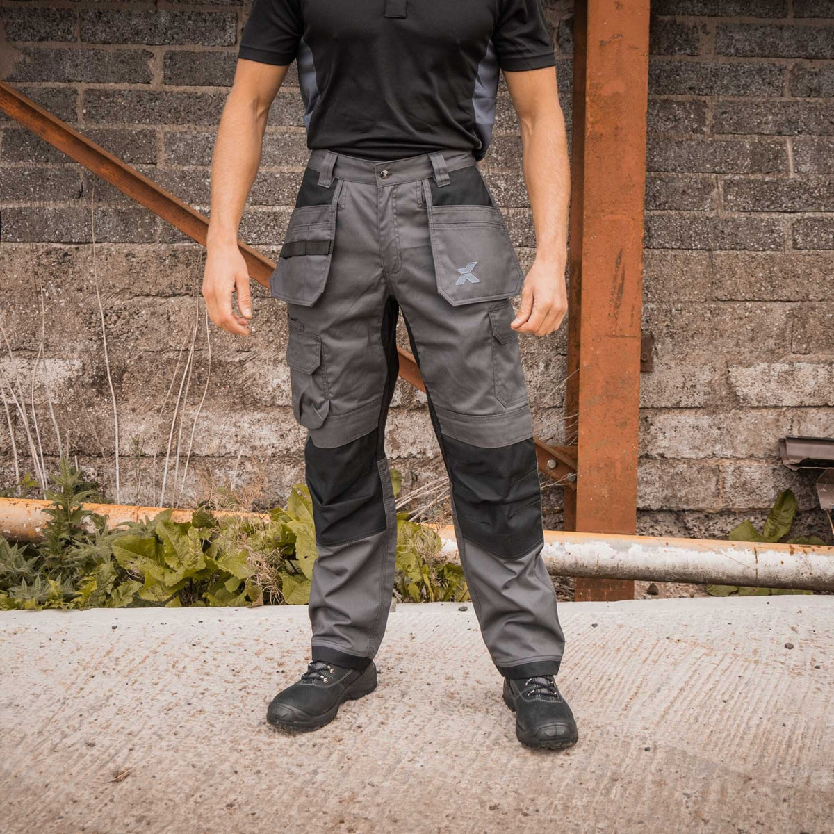 Xpert Core Stretch Work Trouser Grey/Black, front view