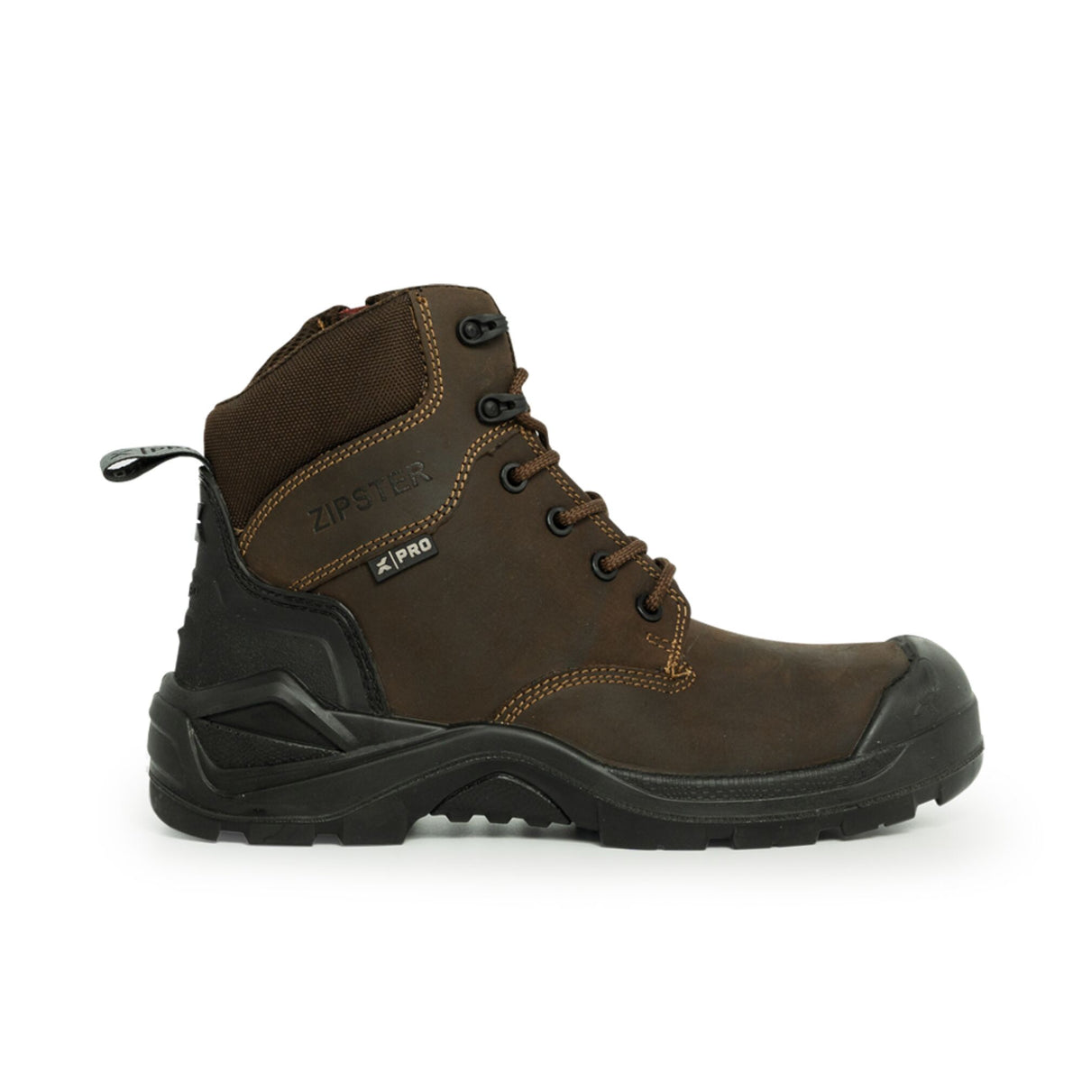 Xpert Pro Zipster S3L Safety Zip-Side Boot Brown, front view