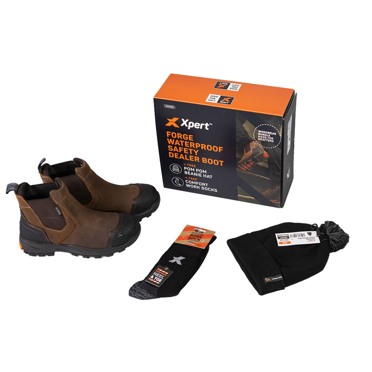 Xpert Pro Forge Waterproof S7L Safety Dealer Boot Brown, front view