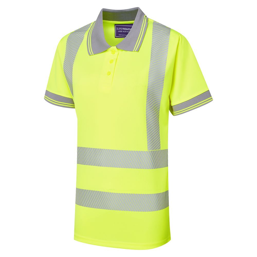 Supertouch - Ladies Hi Vis Yellow Savannah Birds Eye Polo, main product image