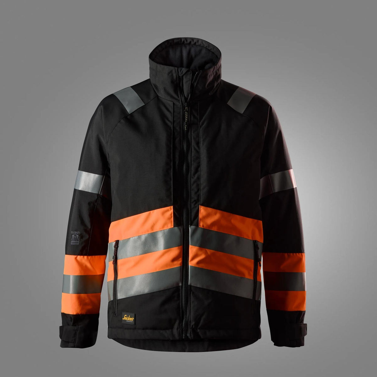 Snickers Workwear High-Vis Class 1 Winter Jacket in Black/Hi-Vis Orange