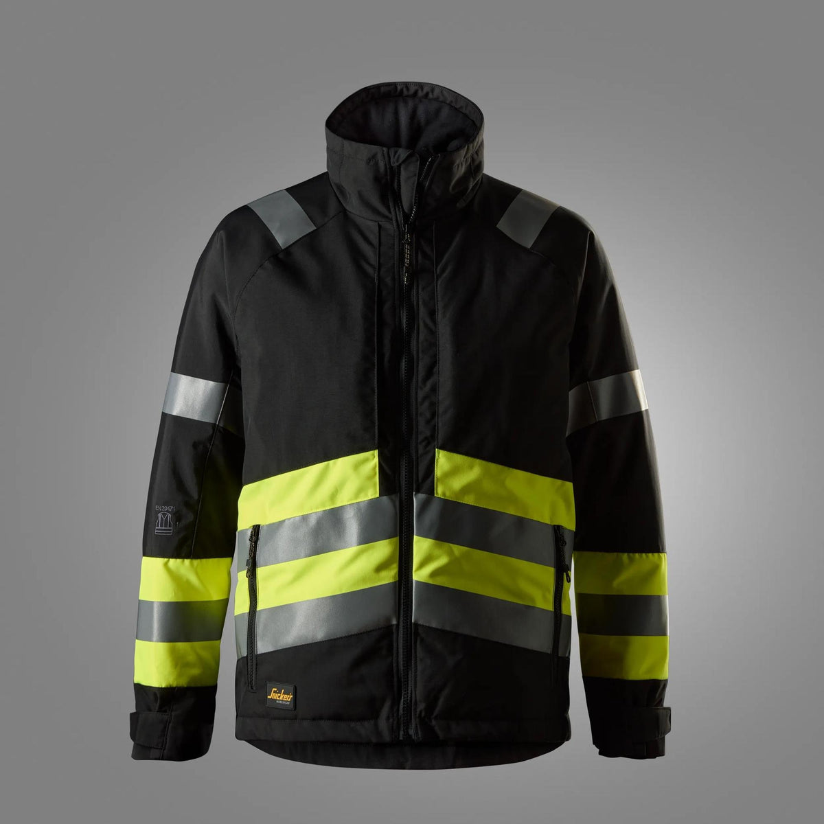Snickers Workwear High-Vis Class 1 Winter Jacket in Black/Hi-Vis Yellow