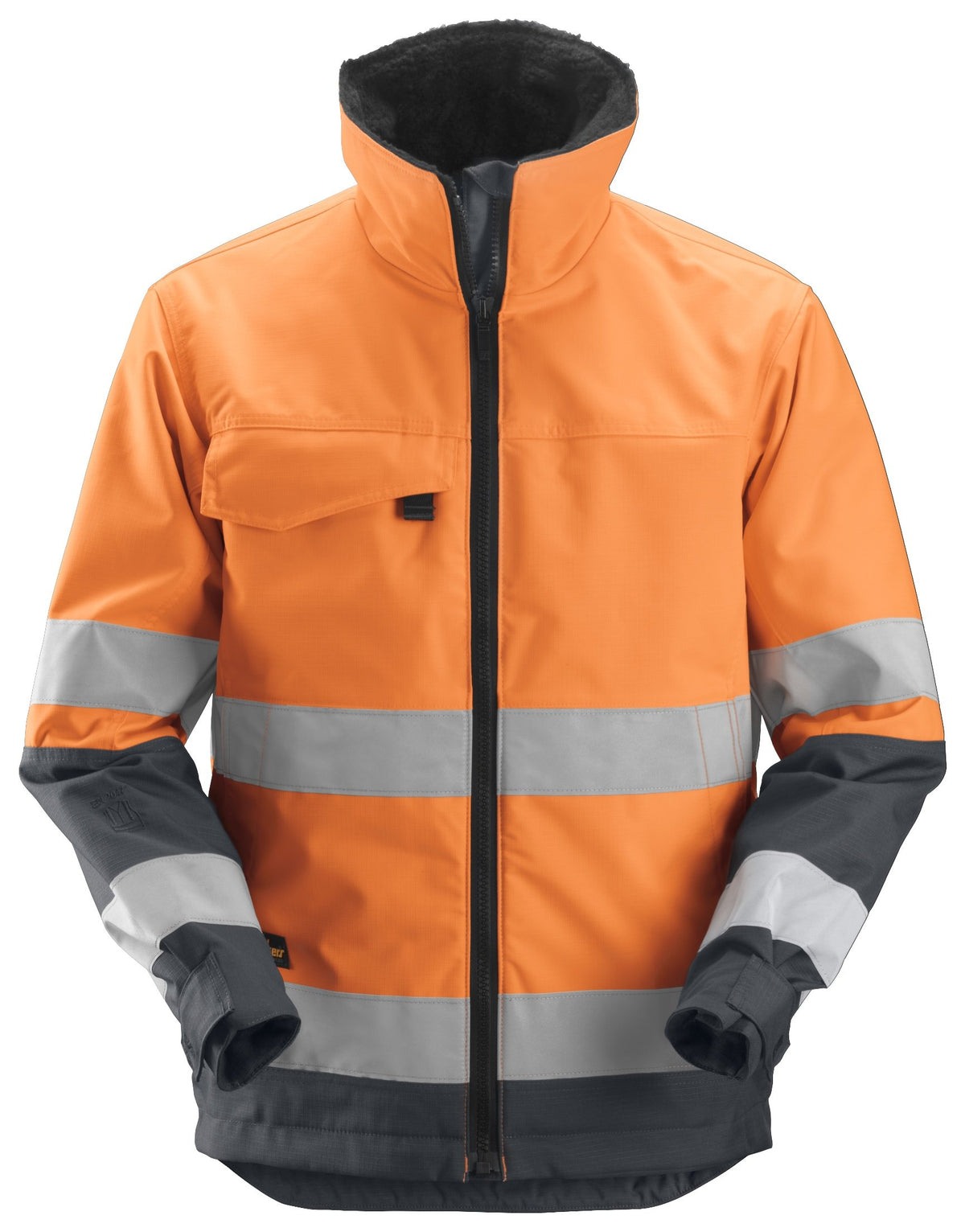 Snickers Workwear High-Vis Class 3, Core Insulated Jacket in Hi-Vis Orange/Steel Grey