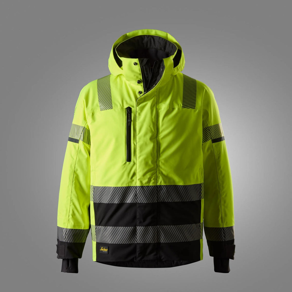 Snickers Workwear High-Vis Class 3 Waterproof Stretch Jacket in Hi-Vis Yellow/Black
