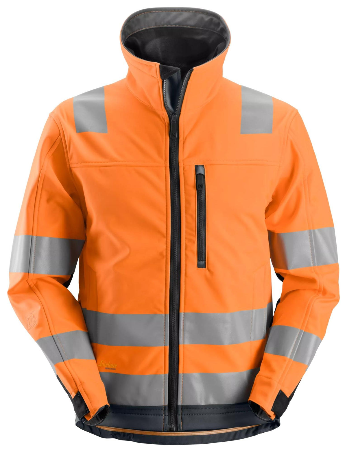 Snickers Workwear High-Vis Class 3, Softshell Jacket in Hi-Vis Orange/Steel Grey