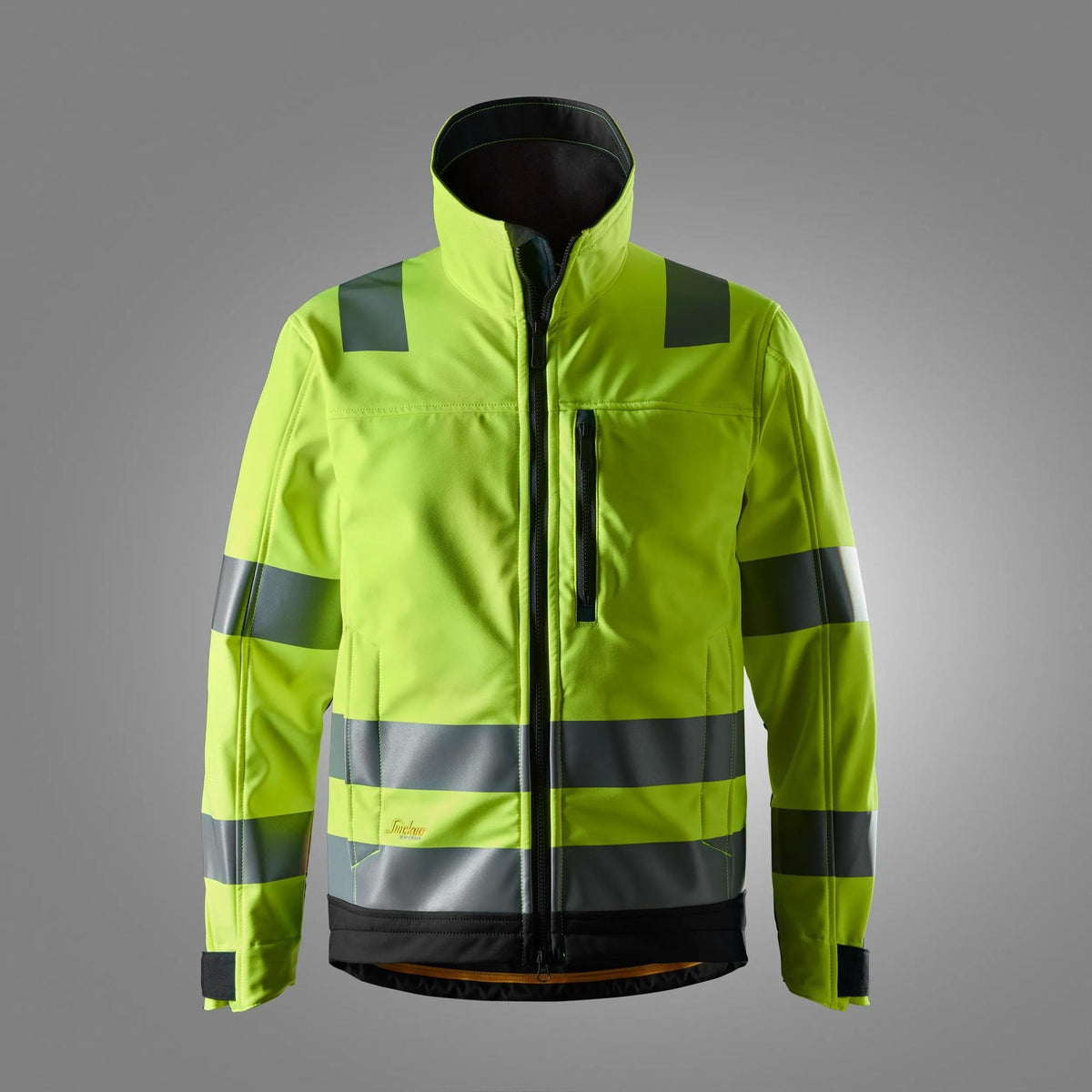Snickers Workwear High-Vis Class 3, Softshell Jacket in Hi-Vis Yellow/Black