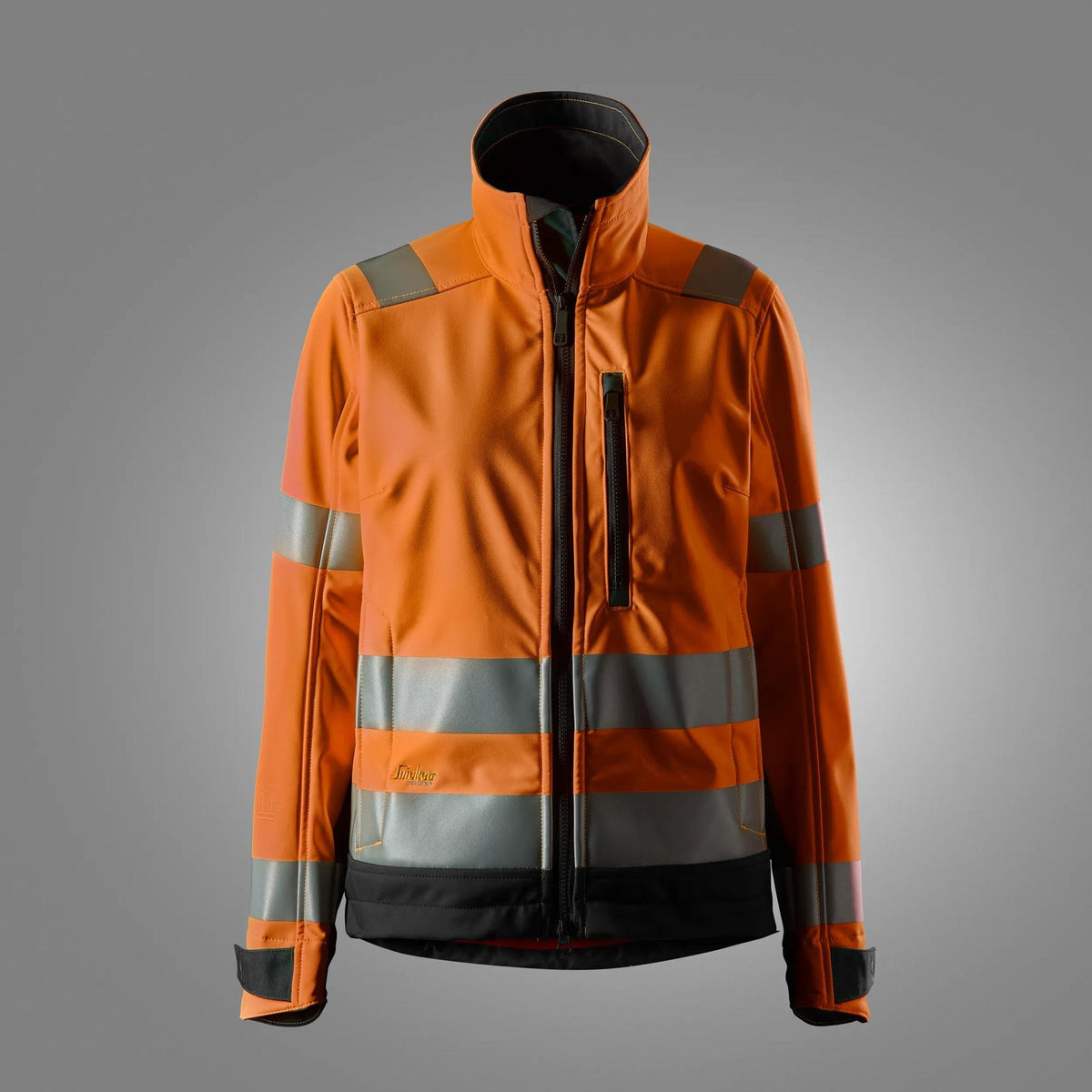 Snickers Workwear High-Vis Class 2/3, Women's Softshell Jacket in Hi-Vis Orange/Black