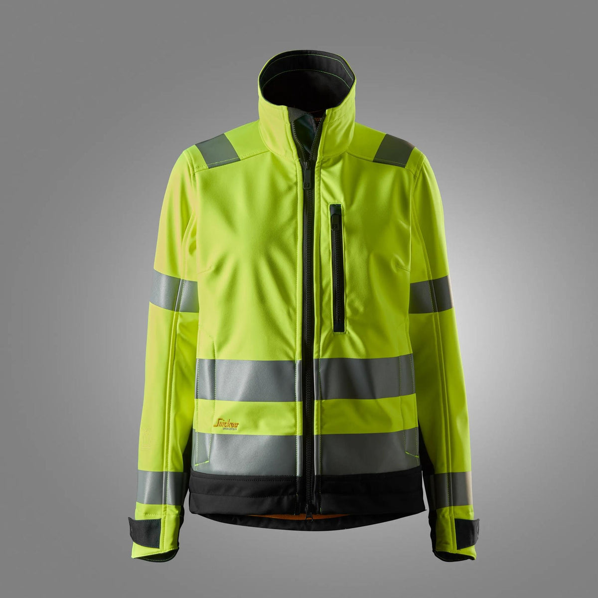 Snickers Workwear High-Vis Class 2/3, Women's Softshell Jacket in Hi-Vis Yellow/Black