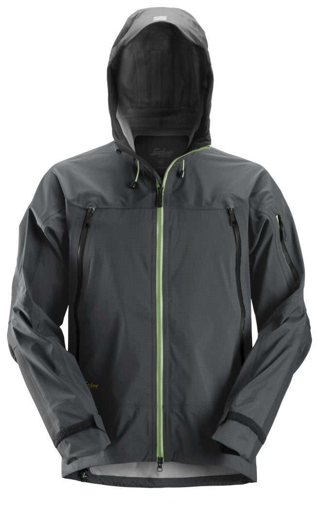 Snickers Workwear FlexiWork, Stretch Waterproof Shell Jacket in Steel Grey/Black