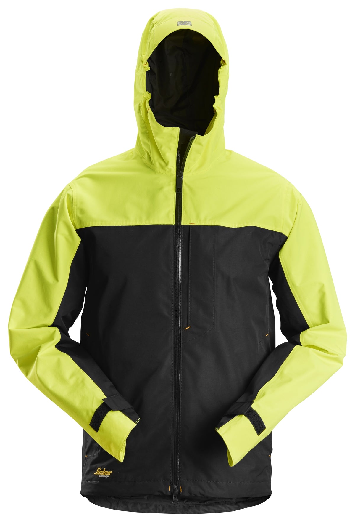Snickers Workwear AllroundWork, Waterproof Shell Jacket in Black/Neon Yellow
