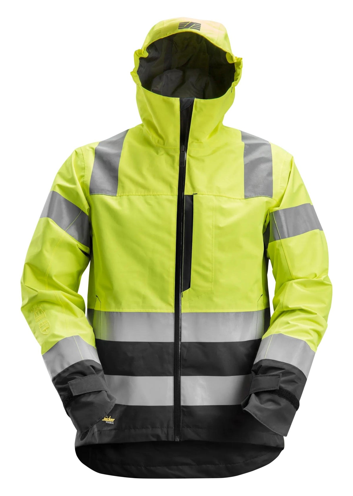 Snickers Workwear High-Vis Class 3, Waterproof Shell Jacket in Hi-Vis Yellow/Black
