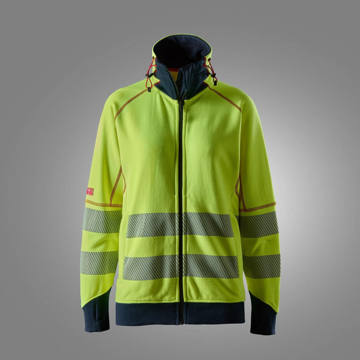 Snickers Workwear ProtecWork, Women's Arc Full Zip Sweater, High-Vis Class 3/2 in Hi-Vis Yellow/Navy