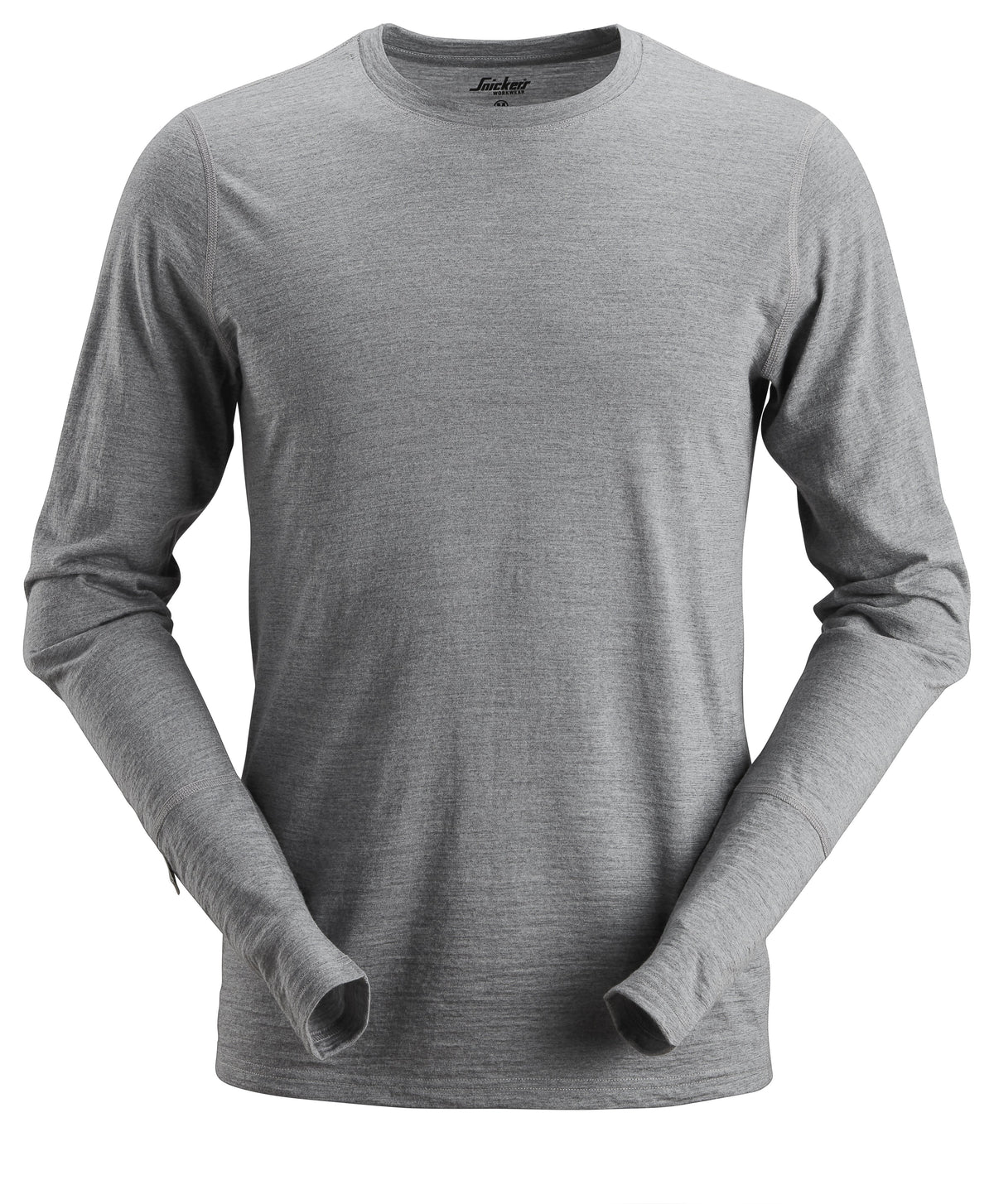 Snickers Workwear AllroundWork, Wool Long Sleeve T-Shirt in Grey Melange