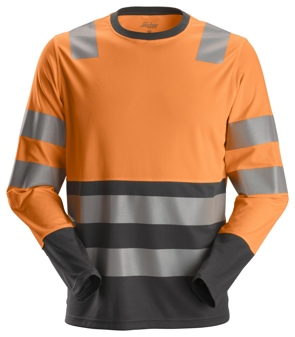 Snickers Workwear High-Vis Class 2, Long Sleeve T-Shirt in Hi-Vis Orange/Steel Grey