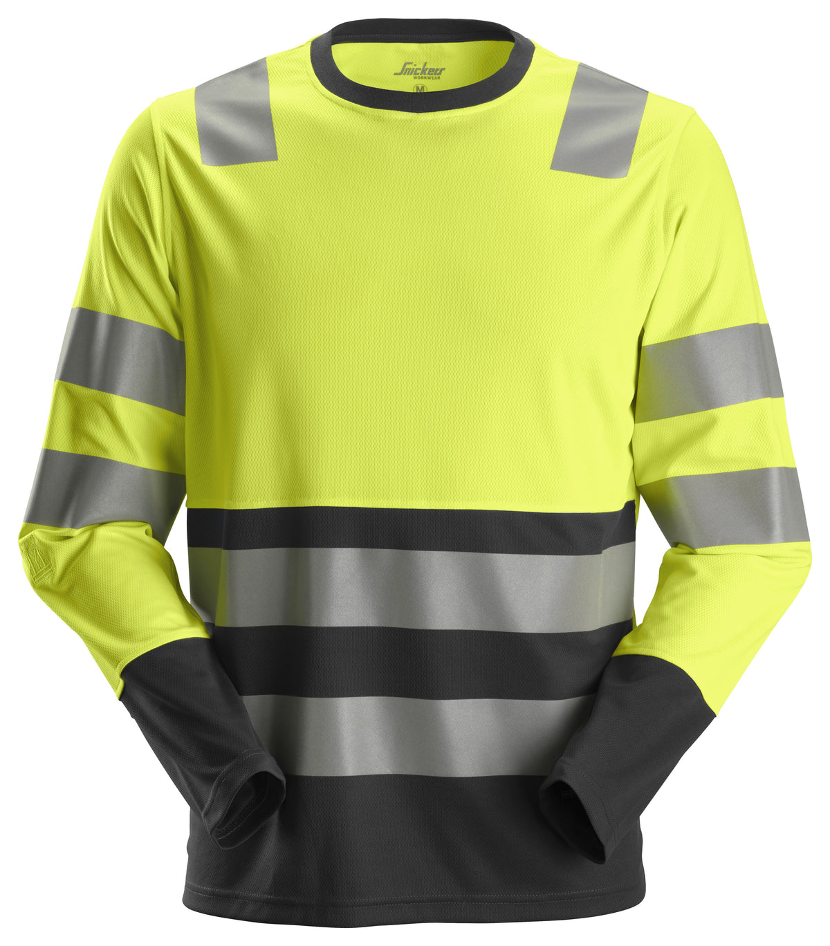 Snickers Workwear High-Vis Class 2, Long Sleeve T-Shirt in Hi-Vis Yellow/Black