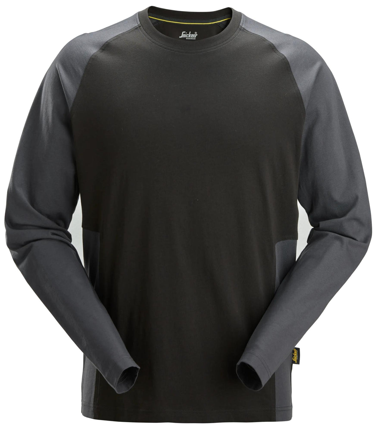 Snickers Workwear Two-Coloured Long Sleeve T-Shirt in Black/Steel Grey