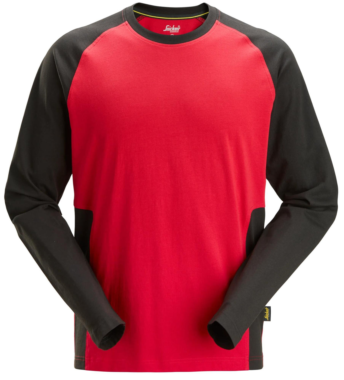 Snickers Workwear Two-Coloured Long Sleeve T-Shirt in Chili Red/Black