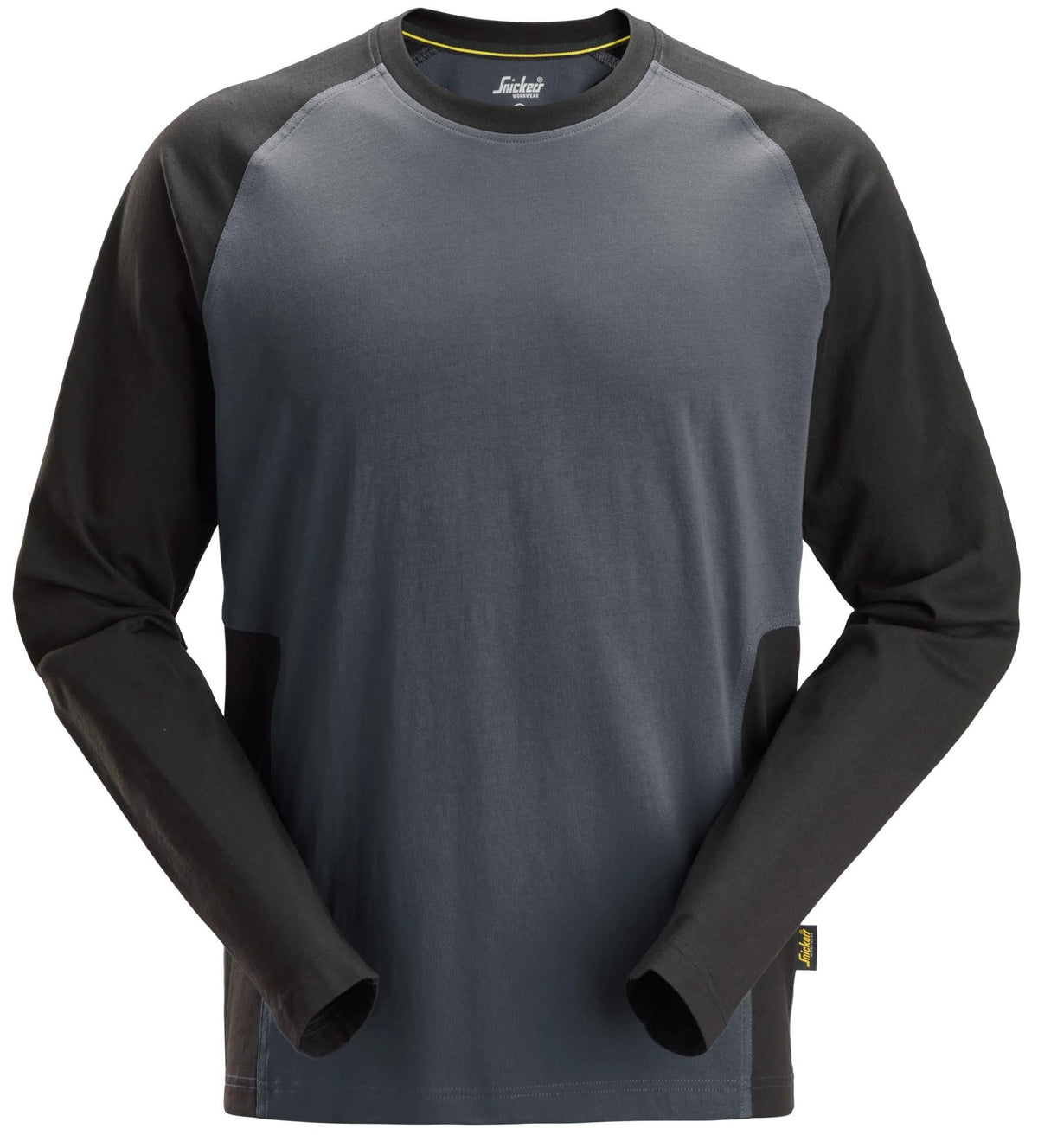 Snickers Workwear Two-Coloured Long Sleeve T-Shirt in Steel Grey/Black