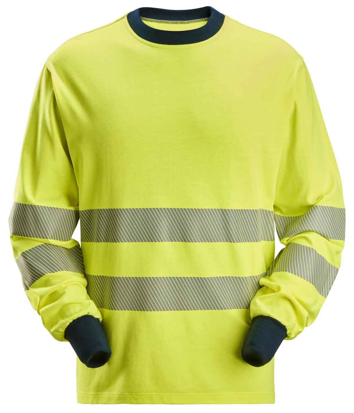 Snickers Workwear ProtecWork, Long Sleeve T-Shirt, High-Vis Class 3 in Hi-Vis Yellow/Navy