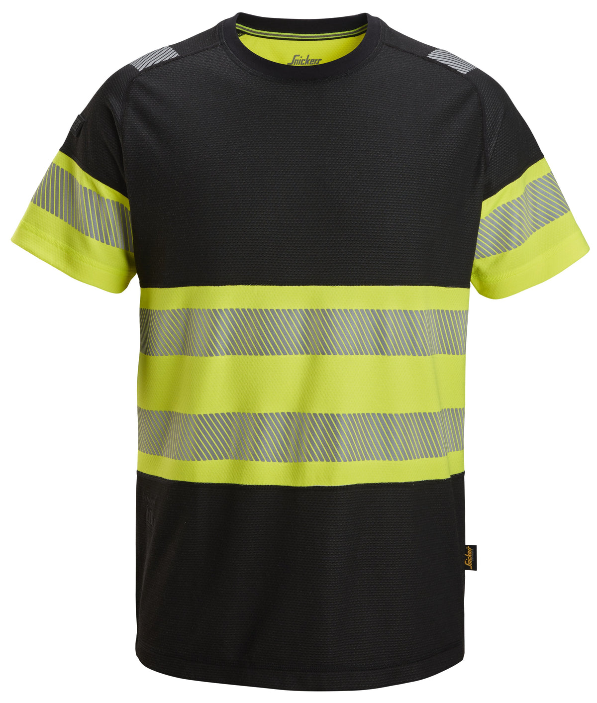 Snickers Workwear High-Vis Class 1, T-Shirt in Black/Hi-Vis Yellow