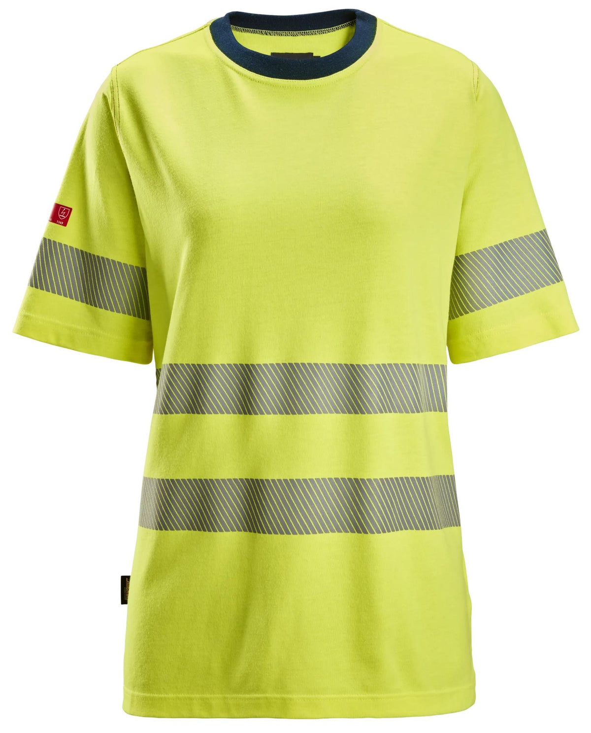 Snickers Workwear ProtecWork, Women's Short Sleeve T-Shirt, High-Vis Class 2 in Hi-Vis Yellow/Navy