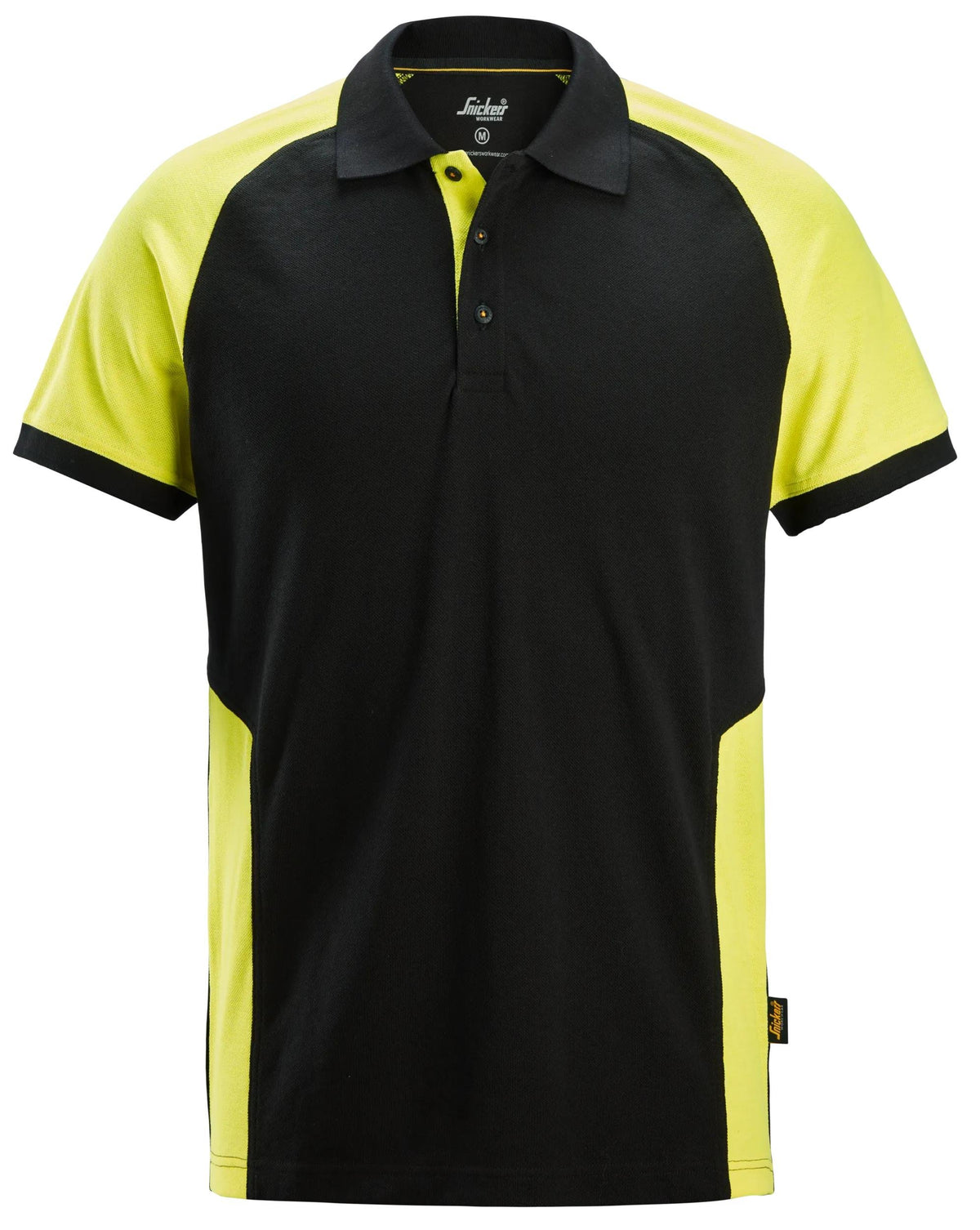 Snickers Workwear Two-Coloured Polo Shirt in Black/Neon Yellow