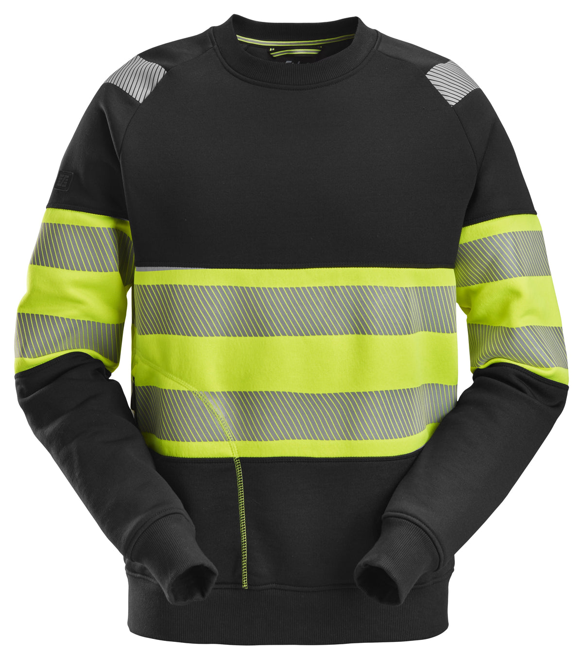 Snickers Workwear High-Vis Class 1, Sweatshirt in Black/Hi-Vis Yellow