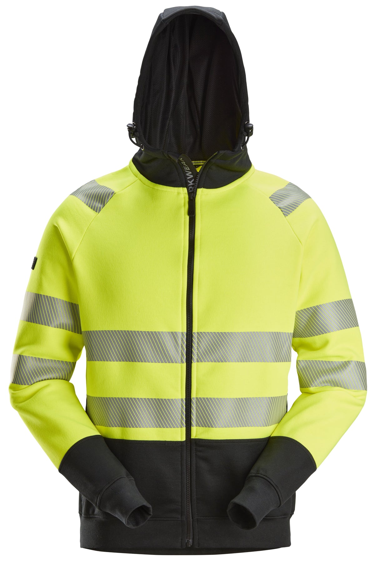 Snickers Workwear High-Vis Class 2, Full Zip Hoodie in Hi-Vis Yellow/Black