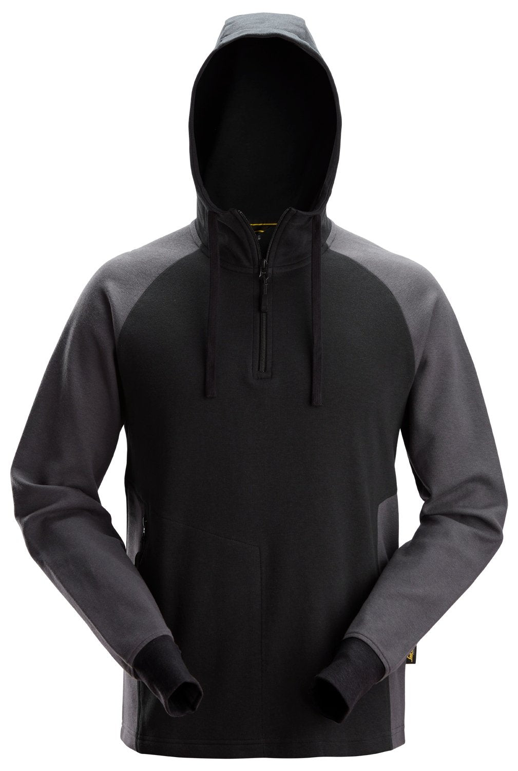 Snickers Workwear Two-Coloured Half-Zip Hoodie in Black/Steel Grey