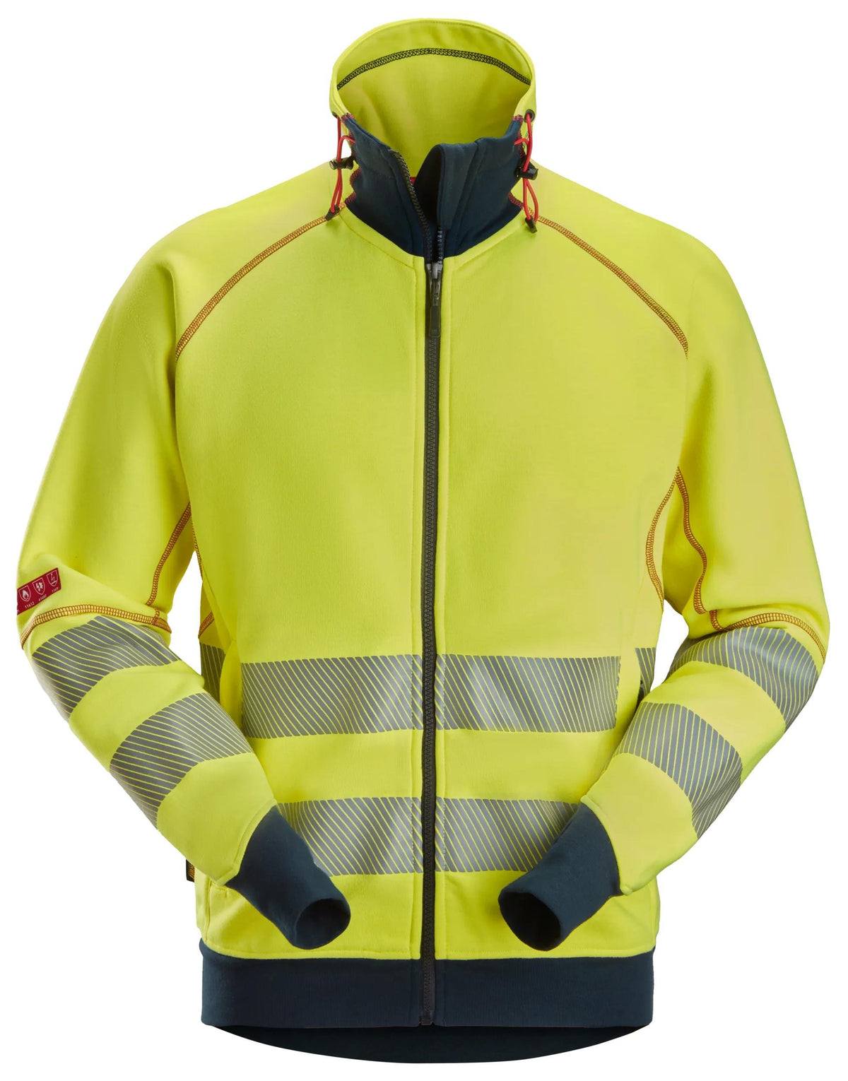 Snickers Workwear ProtecWork, Arc Full Zip Sweater, High-Vis Class 3/2 in Hi-Vis Yellow/Navy