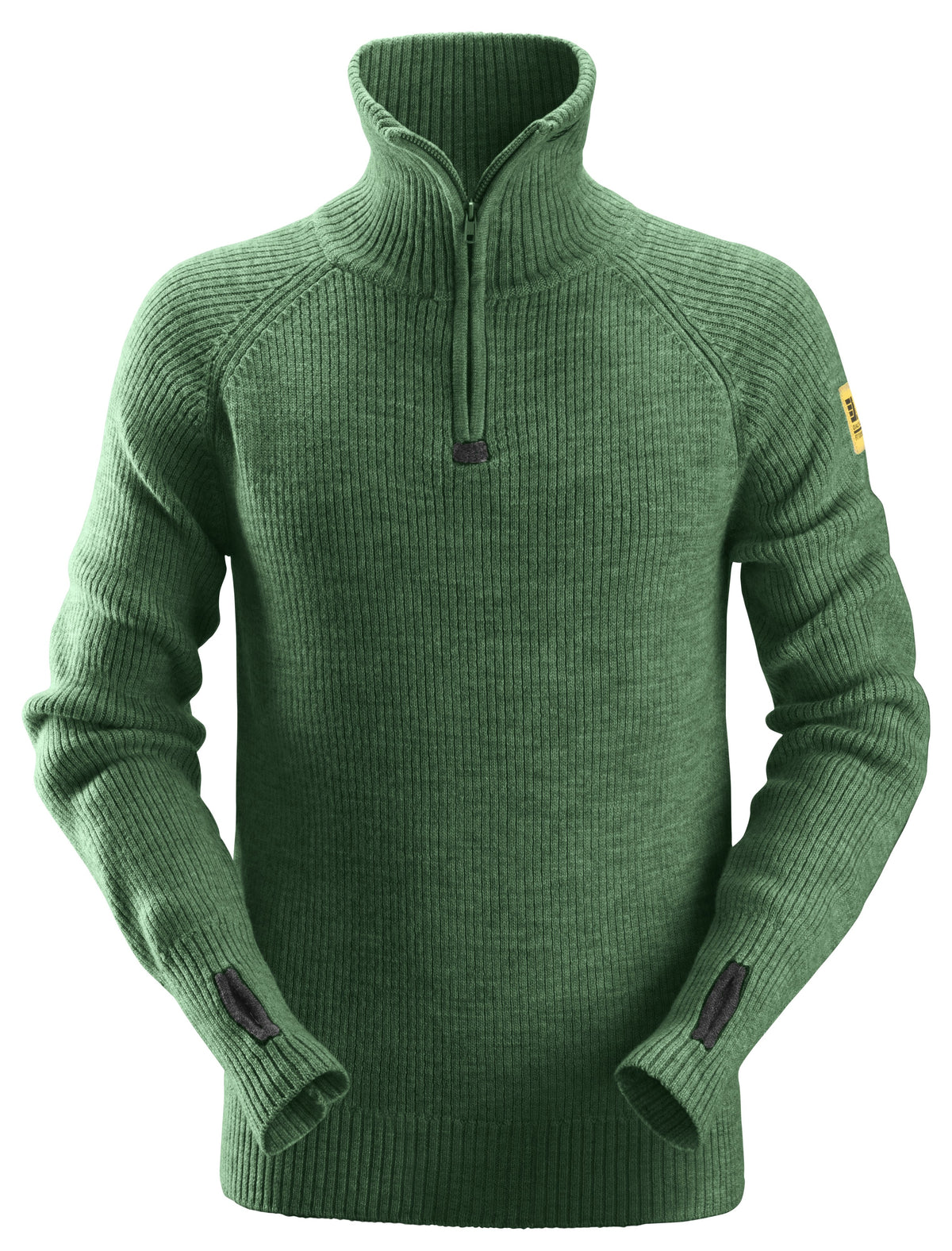 Snickers Workwear AllroundWork, ½-Zip Wool Sweater in Forest Green