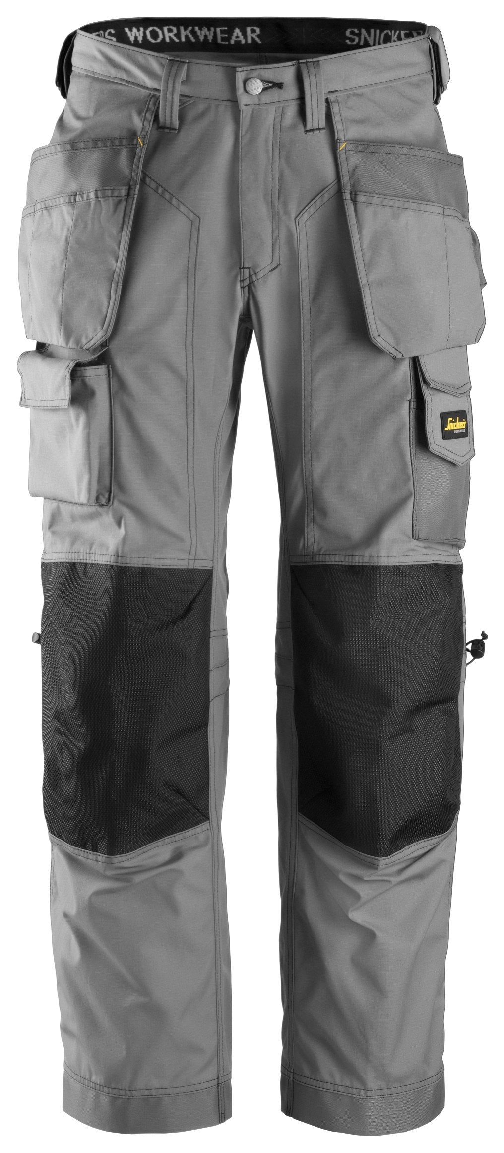 Snickers Workwear Floorlayer Holster Pockets Trousers, Rip-Stop in Grey/Black