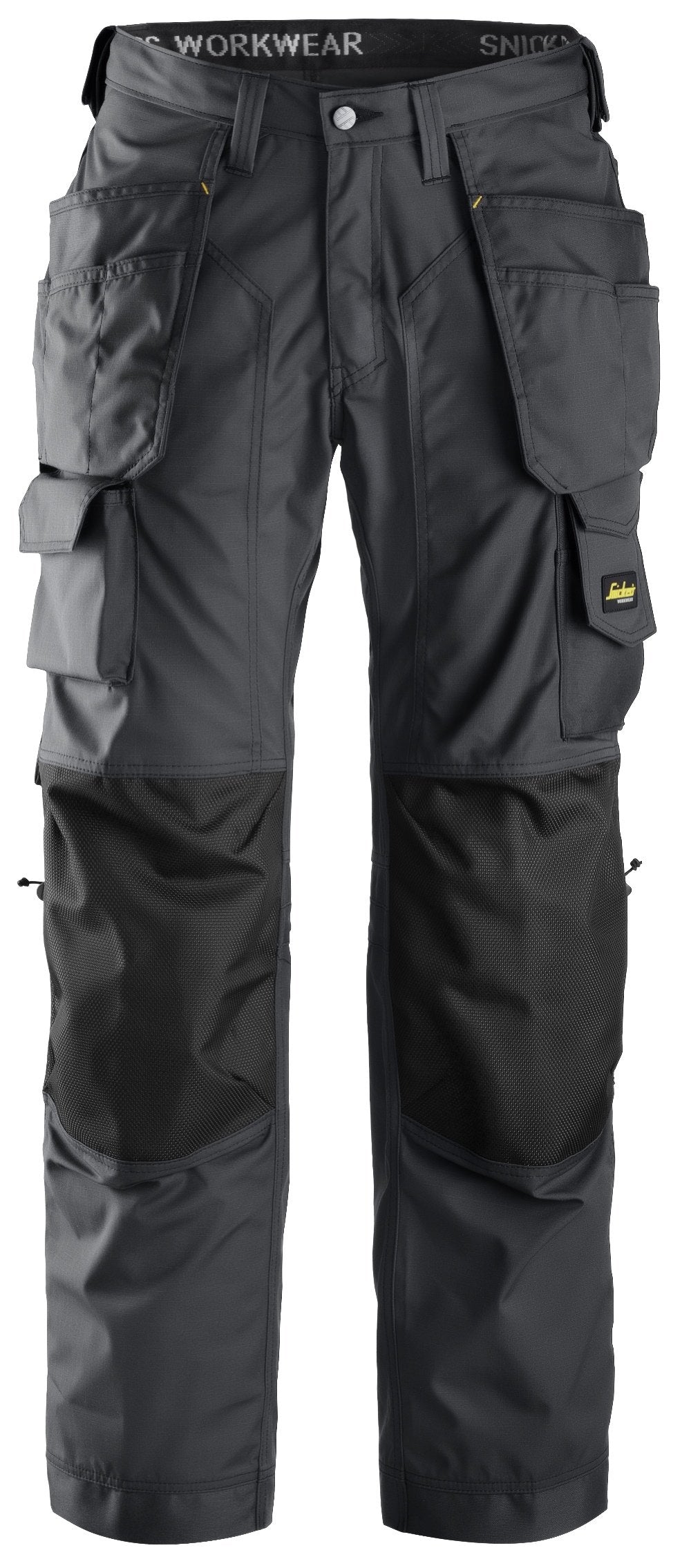 Snickers Workwear Floorlayer Holster Pockets Trousers, Rip-Stop in Steel Grey/Black