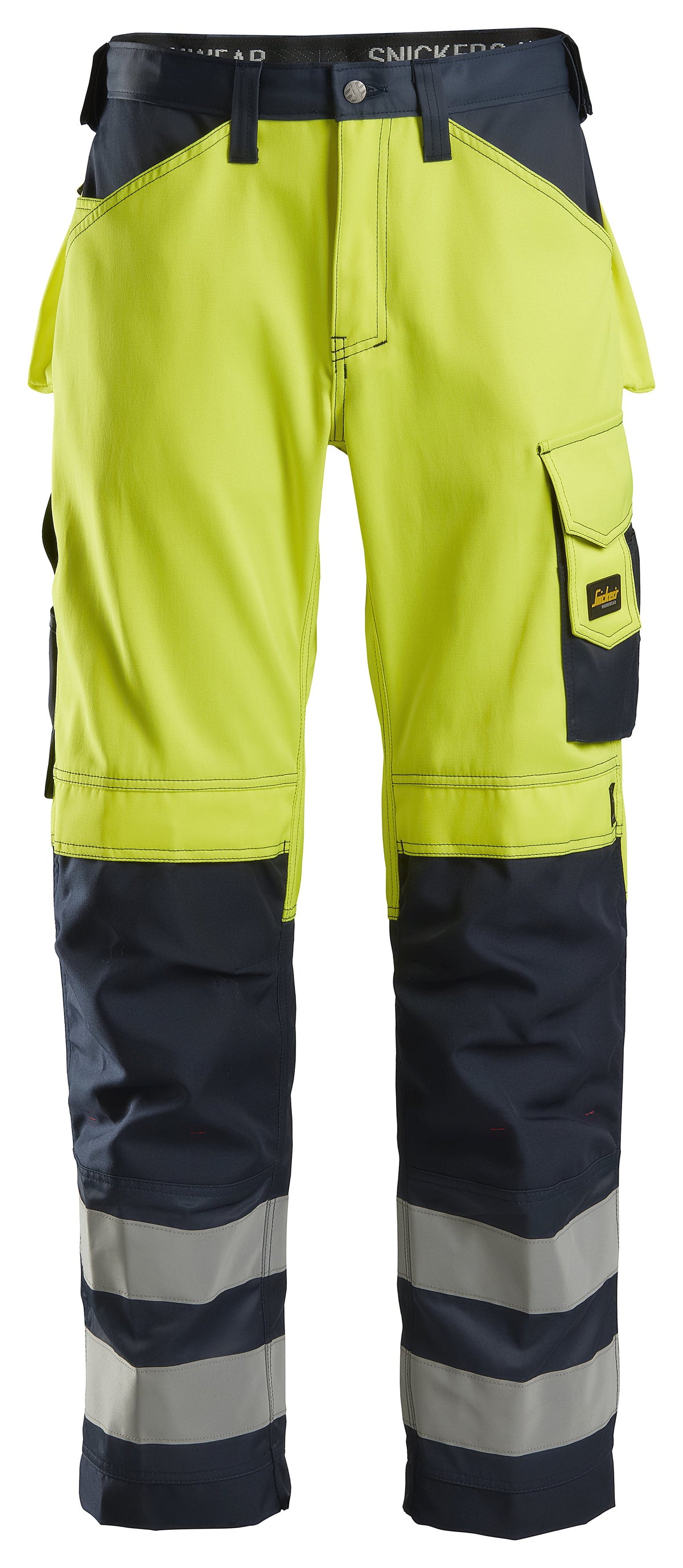 Snickers Workwear High-Vis Class 2, Trousers in Hi-Vis Yellow/Navy