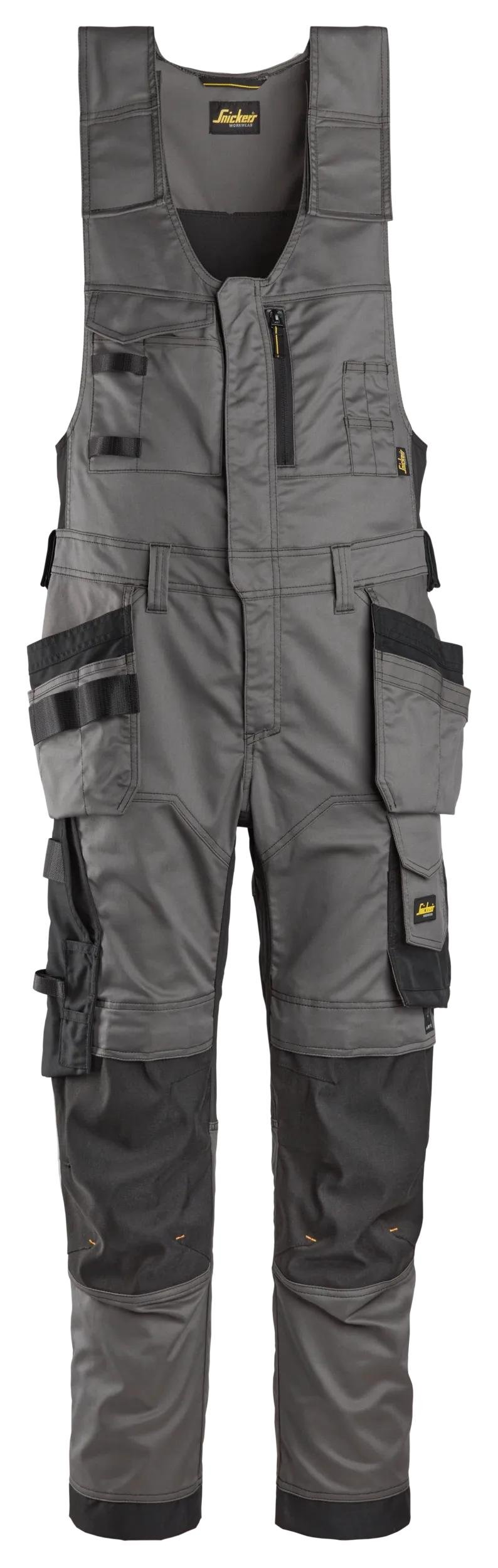 Snickers Workwear AllroundWork, Stretch One-piece Trousers Holster Pockets in Steel Grey/Black