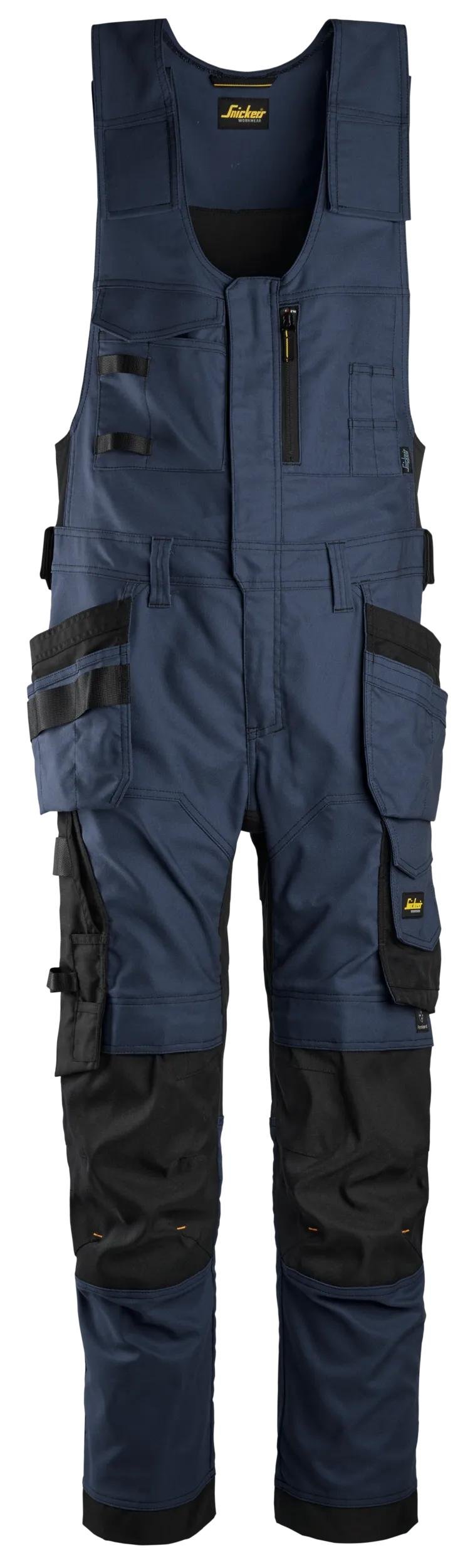 Snickers Workwear AllroundWork, Canvas Stretch One-piece Trousers Holster Pockets in Navy/Black