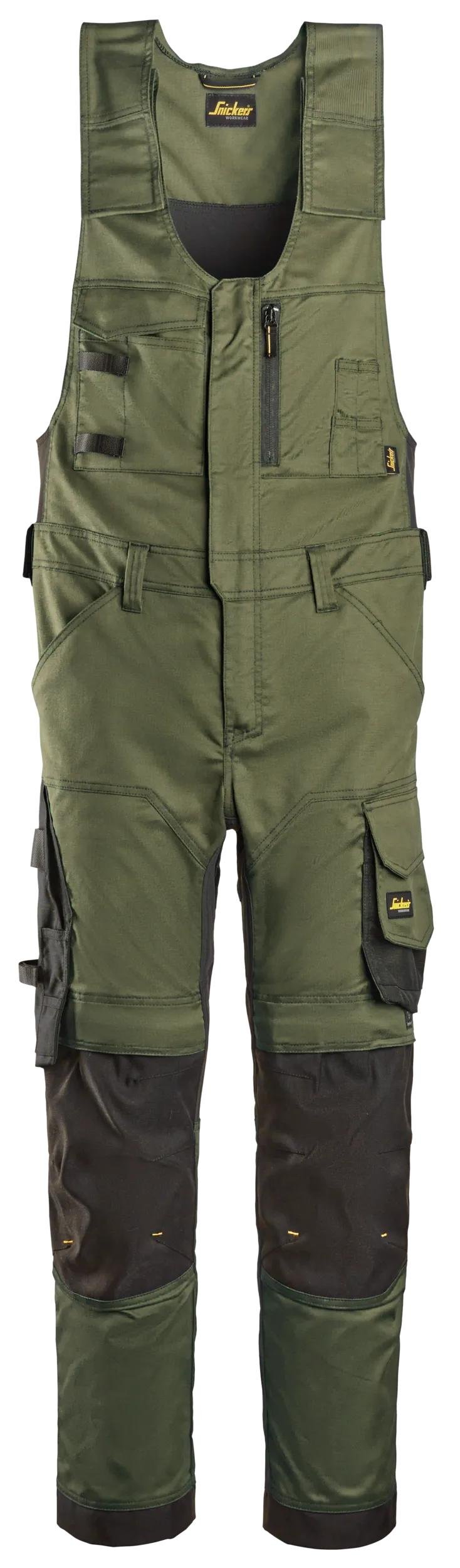 Snickers Workwear AllroundWork, Stretch One-piece Trousers in Khaki Green/Black