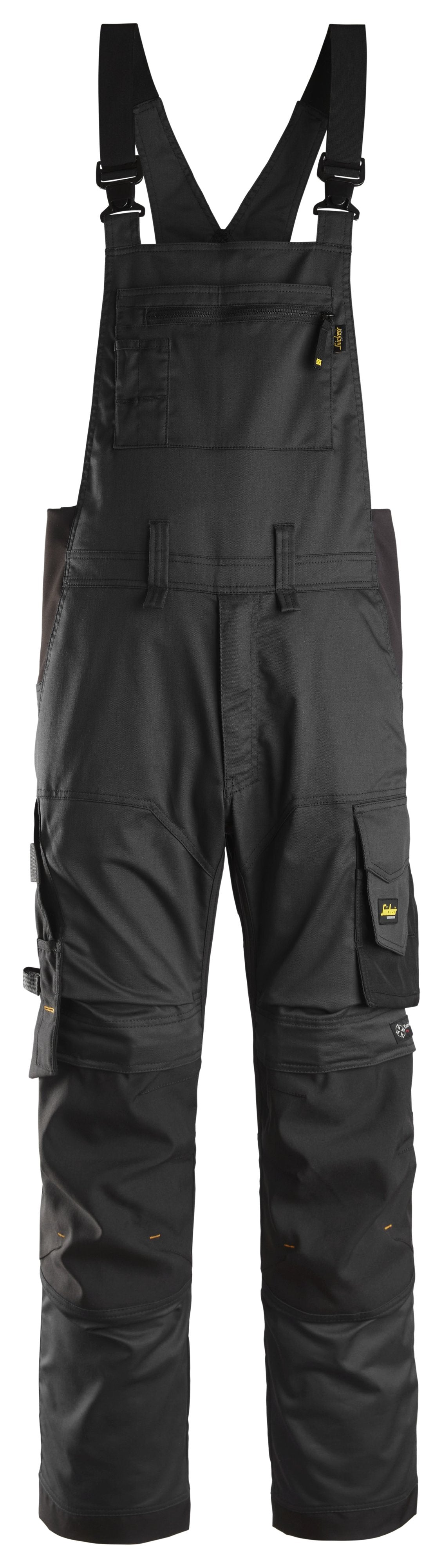 Snickers Workwear AllroundWork, Stretch Bib & Brace Trousers in Black/Black