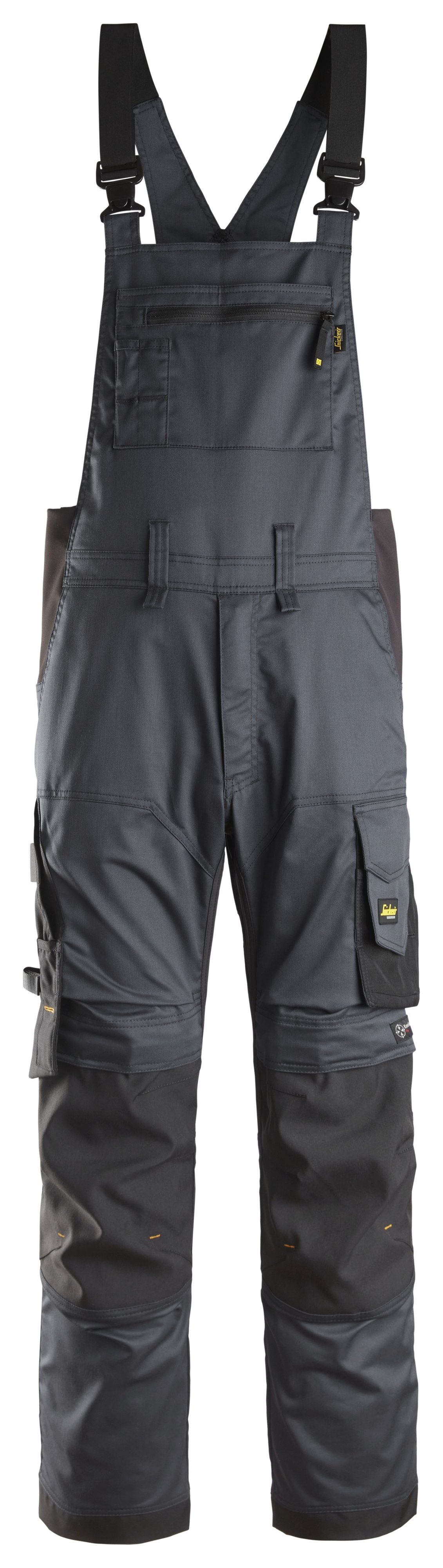 Snickers Workwear AllroundWork, Stretch Bib & Brace Trousers in Steel Grey/Black